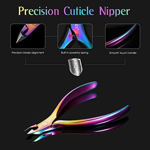 BEZOX Juego de cortaúñas para cutículas con juego de empujador de cutículas - Alicate para cutículas precisas y kit debajo del limpiador de uñas