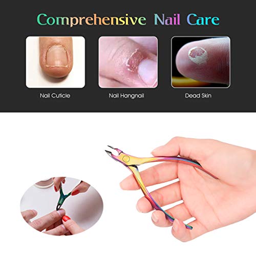 BEZOX Juego de cortaúñas para cutículas con juego de empujador de cutículas - Alicate para cutículas precisas y kit debajo del limpiador de uñas