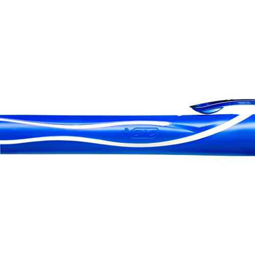 BIC Gel-ocity Quick Dry Boligrafos Retráctil de Gel Punta Media (0,7mm), Óptimo para Uso Escolar y de Oficina , Azul, Paquete de 12 Unidades