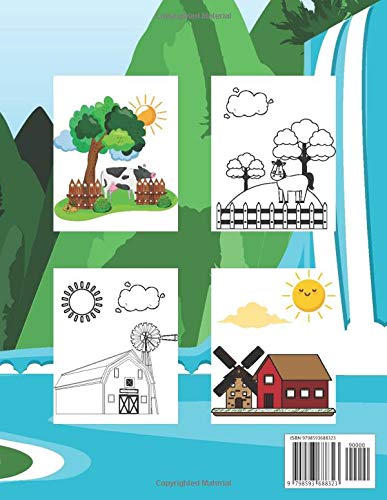 BiG farm coloring book: for kids , farm scenes (barns , animals , farmers ,harvest apple...) drawings to color .