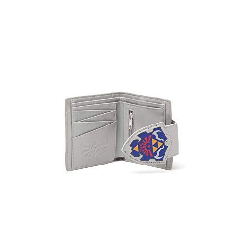 Bioworld NINTENDO Legend of Zelda Hylian Shield Bi-Fold Wallet, One Size, Light Grey (MW202060ZEL) Monedero, 17 cm, Gris (Grey)