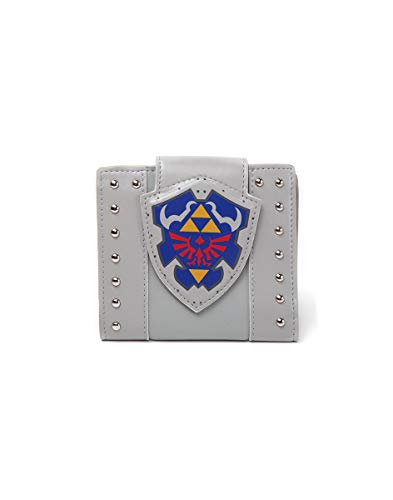 Bioworld NINTENDO Legend of Zelda Hylian Shield Bi-Fold Wallet, One Size, Light Grey (MW202060ZEL) Monedero, 17 cm, Gris (Grey)