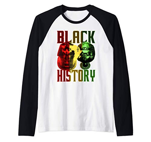 Black History Egyptian African Kings and Queens Camiseta Manga Raglan