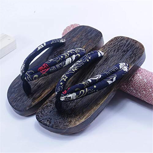 Black Sugar - Sandalias de geta mixtas de peces rojos, japoneses, sandalias de madera, zapatillas japonesas Yugata Samurai Tong con goma, para disfraz, adulto, Marrón (marrón), XX-Large
