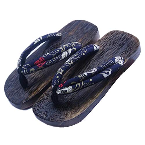 Black Sugar - Sandalias de geta mixtas de peces rojos, japoneses, sandalias de madera, zapatillas japonesas Yugata Samurai Tong con goma, para disfraz, adulto, Marrón (marrón), XX-Large