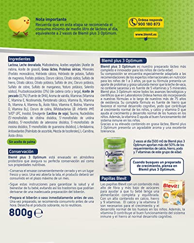 Blemil Plus 3 Optimum - Preparado lácteo en polvo, desde los 12 meses, 800 g
