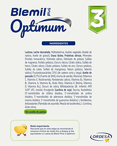 Blemil Plus 3 Optimum - Preparado lácteo en polvo, desde los 12 meses, 800 g