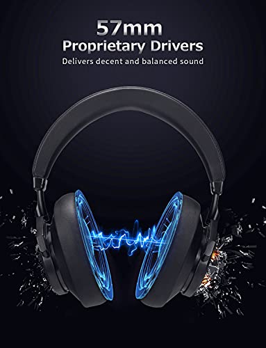 Bluedio T7 Auriculares Bluetooth Cancelación de Ruido Activa Personalizada, Estéreo Hi-Fi, 30 Horas de reproducción, Bluetooth 5.0, Auriculares inalámbricos con micrófono para PC/Celular