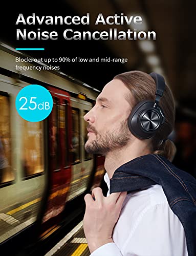 Bluedio T7 Auriculares Bluetooth Cancelación de Ruido Activa Personalizada, Estéreo Hi-Fi, 30 Horas de reproducción, Bluetooth 5.0, Auriculares inalámbricos con micrófono para PC/Celular