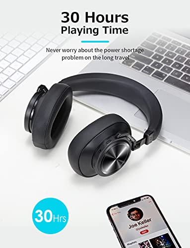 Bluedio T7 Auriculares Bluetooth Cancelación de Ruido Activa Personalizada, Estéreo Hi-Fi, 30 Horas de reproducción, Bluetooth 5.0, Auriculares inalámbricos con micrófono para PC/Celular