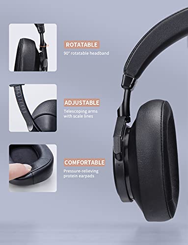 Bluedio T7 Auriculares Bluetooth Cancelación de Ruido Activa Personalizada, Estéreo Hi-Fi, 30 Horas de reproducción, Bluetooth 5.0, Auriculares inalámbricos con micrófono para PC/Celular