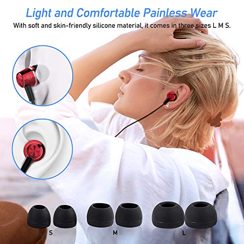 Blukar Auriculares In Ear, Auriculares con Cable y Micrófono Headphone Sonido Estéreo para Phone,Galaxy, Huawei, XiaoMi, PC, MP3/MP4 Android y Todos los Dispositivos de Auriculares de 3,5 mm(Rojo)