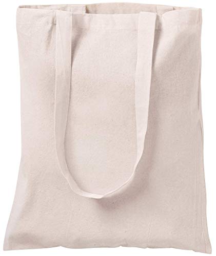 Bolsa tote de algodón natural, para ir de compras, 10 unidades Marfil blanco crema