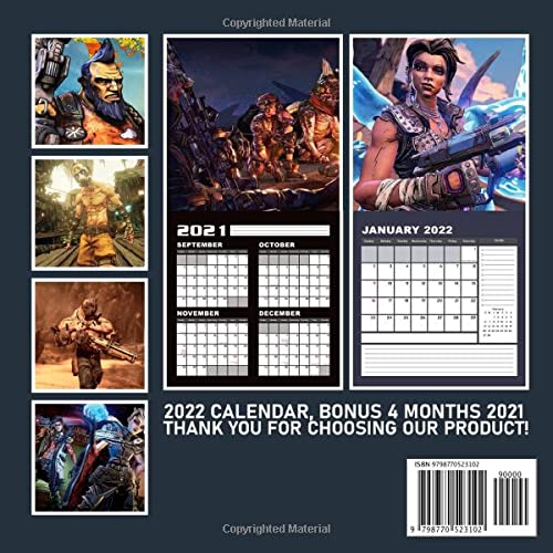 Borderlands Legendary Calendar 2022: January 2022 - December 2022 OFFICIAL Squared Monthly Calendar, 12 Months | BONUS 4 Months 2021