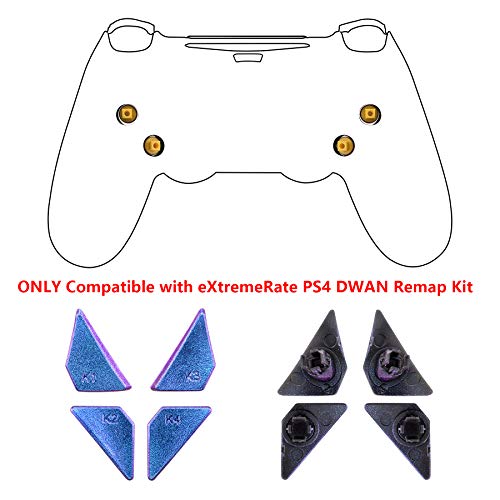 Botón Trasero K1 K2 K3 K4 Paletas para PS4 Mando Que ha Instalado eXtremeRate Dawn Remap Kit Reasignación de Botones sólidos reemplazables (Camaleónica de Azul a Violeta)