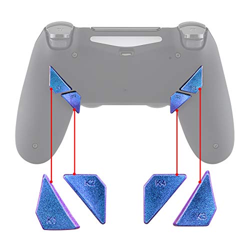 Botón Trasero K1 K2 K3 K4 Paletas para PS4 Mando Que ha Instalado eXtremeRate Dawn Remap Kit Reasignación de Botones sólidos reemplazables (Camaleónica de Azul a Violeta)