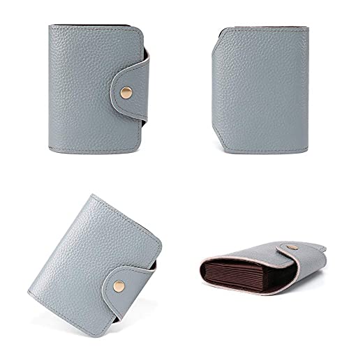 BRASS TACKS Leathercraft Tarjetero de Cuero Genuino para Mujer Cartera con 11 Ranuras para Tarjetas (Azul)