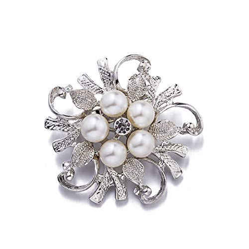 Broche Popular De Europa Y América Aleación De Diamantes De Imitación Perla Collar Femenino Flor Pin Accesorios Para Damas(Y-10)