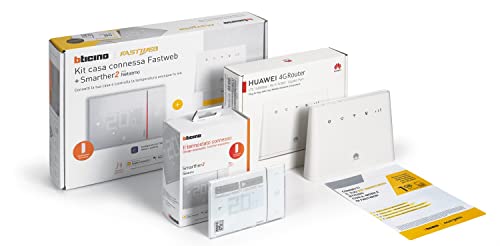 Bticino Smarther2 - Termostato WiFi Inteligente con Netatmo SXW8002WKIT, para Pared, Color Blanco + Router 4G WiFi + Voucher para SIM 4G Fastweb