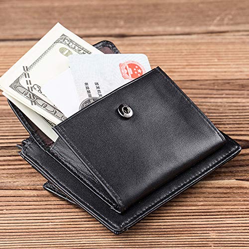 Buy and buy at Brandon Simple and Stylish Ultra-Thin Small Multi-Card Men's Leather Mini Wallet Coin Purse Card PackageBlackA