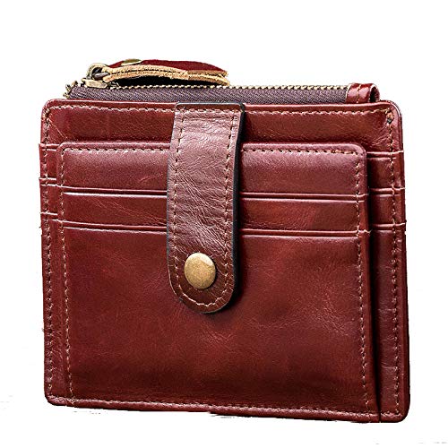 Buy and buy at Brandon Simple and Stylish Ultra-Thin Small Multi-Card Men's Leather Mini Wallet Coin Purse Card PackageBrownA