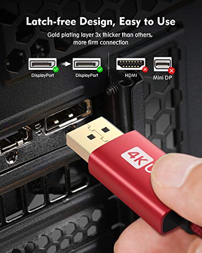Cable DisplayPort 3m, Cable DP Admite 4K@60Hz, 2K@144Hz, 2K@165Hz, 3D, Compatible con FreeSync y G-Sync, Silkland Cable Display Port para 144Hz Monitor, 4K UHD TV, Pantalla y Tarjeta Gráfica
