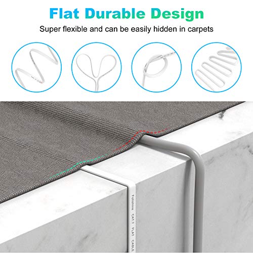 Cable Ethernet de 10 m, Cat7 de alta velocidad con conector RJ45 chapado en oro, cable LAN blindado para interruptor de red, más rápido que Cat5/Cat5e/Cat6-Blanco