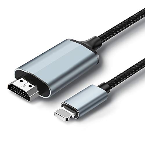 Cable HDMI para iPhone, 1,8 m, iPhone/iPad/iPod a TV, cable de conexión Lightning a HDMI, iOS 11, 12, 13, 14, salida de TV YouTube, alta definición HD1080P