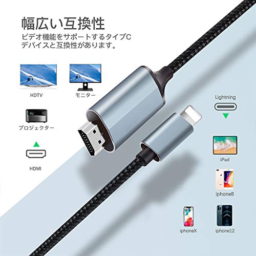Cable HDMI para iPhone, 1,8 m, iPhone/iPad/iPod a TV, cable de conexión Lightning a HDMI, iOS 11, 12, 13, 14, salida de TV YouTube, alta definición HD1080P