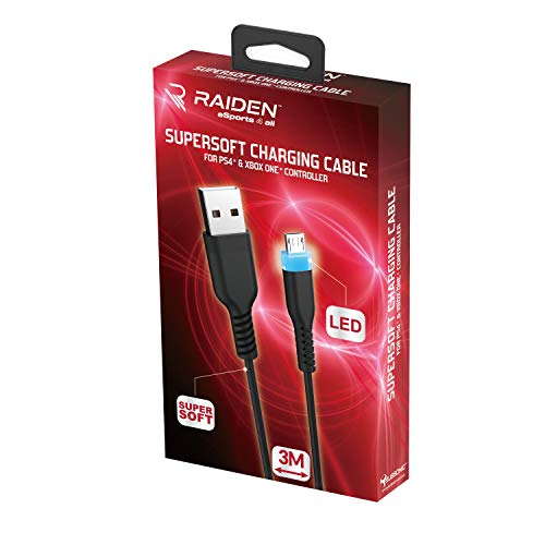 Cable micro USB, supersoft anti-nodo LED para mando PS4/PS4 Pro/PS4 Slim/Xbox One/Xbox One X controller
