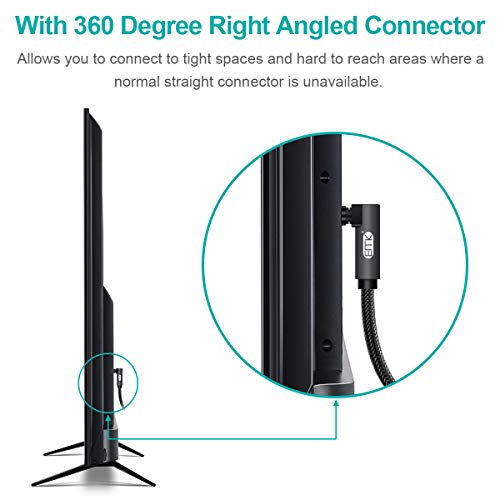 Cable óptico Toslink de 90 grados con rotación libre de 360 grados, cable de fibra óptica S/PDIF Toslink macho a macho para cine en casa, barra de sonido, TV, PS4, Xbox, Negro (3 m)