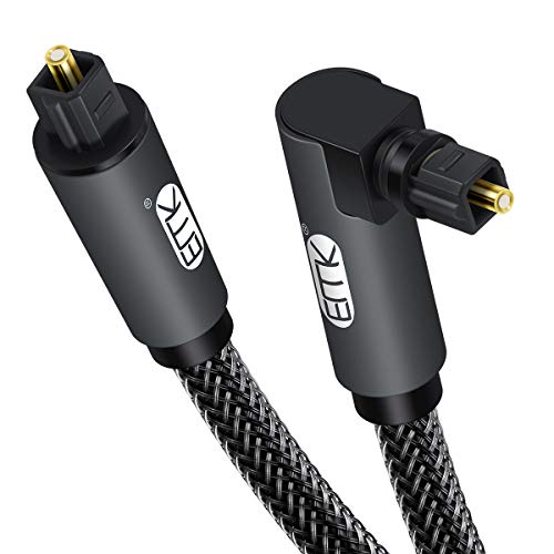 Cable óptico Toslink de 90 grados con rotación libre de 360 grados, cable de fibra óptica S/PDIF Toslink macho a macho para cine en casa, barra de sonido, TV, PS4, Xbox, Negro (3 m)