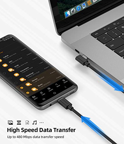 Cable USB C de ángulo recto 90 grados, cable trenzado de nailon de carga rápida y sincronización de datos tipo C compatible con Samsung Galaxy A20, LG V30 otros dispositivos de cable USB tipo C.