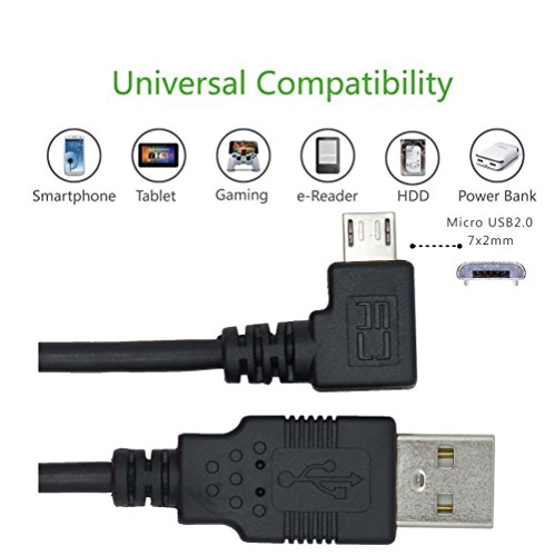 CableDeconn 150CM Left 90Degree Angled Micro USB Male to USB Data Charge Cable
