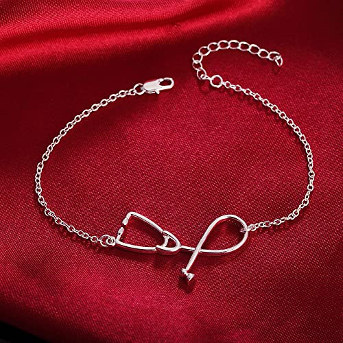 Cadena de plata Pulseras para mujer Charms Lucky Bangles Party Luxury, 1