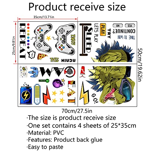 Calcomanías de pared de Game Zone, Boy Gamer Pegatinas de pared, pegatinas de pared de control de jugador, Pegatinas de pared para juegos Para Dormitorio Para Salón Sala De Juegos, Niño Wall Stickers