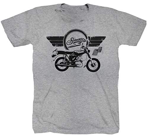 Camiseta S51 Simson S 51 Enduro MZ TS ETZ POS DDR Schwalbe Mofa Moped gris gris XXL