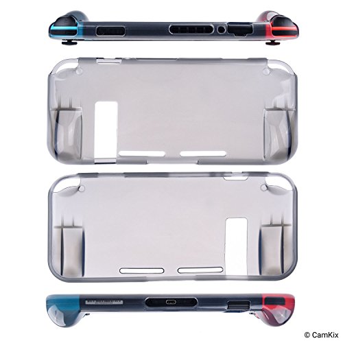 CamKix Kit de protección, Compatible con Nintendo Switch: 1 Funda de Silicona TPU (Negro), 1 Protector de Pantalla Anti rasguños y 6X Tapa de Agarre para Pulgar/Cubierta de botón de Palanca de Manda