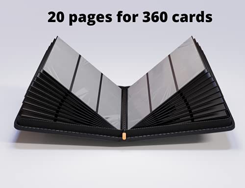 Card Guardian – Superior Carpeta Negra de 9 Bolsillos Laterales 360 con Cremallera para Magic: The Gathering YuGiOh! Star Wars X-Wing Wow TCG