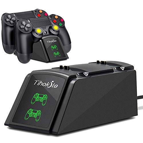 Cargador Mando PS4, Tihokile Estación de Rápida Carga para Controlador Playstation4 / Ps4Pro / Ps4 Slim, Muelle de Carga Dual con Indicador LED y Cable USB