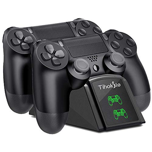 Cargador Mando PS4, Tihokile Estación de Rápida Carga para Controlador Playstation4 / Ps4Pro / Ps4 Slim, Muelle de Carga Dual con Indicador LED y Cable USB