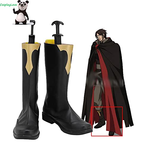 Castlevania Season 3 Netflix 2020 Anime Trevor Belmont Black Shoes Cosplay Long Boots Leather Custom Made For Halloween 41 TrevorBelmont