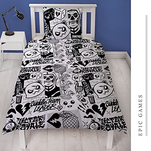 Character World Fortnite - Juego de cama (135 x 200 cm y 80 x 80 cm, 100% algodón, 2 piezas), diseño de Fortnite Gamer Fanzine