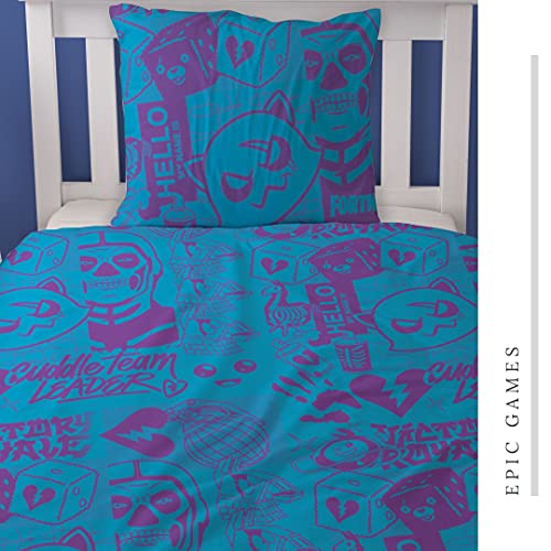 Character World Fortnite - Juego de cama (135 x 200 cm y 80 x 80 cm, 100% algodón, 2 piezas), diseño de Fortnite Gamer Fanzine