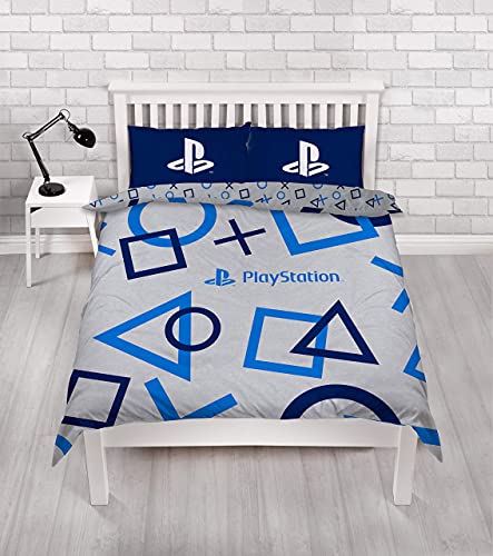 Character World Playstation PYSBLEDD001UK2 - Funda de edredón para Juegos de Cama Doble con Funda de Almohada a Juego, Color Azul
