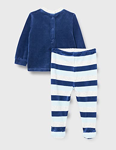 Chicco Completino Maglietta e Pantaloni in ciniglia Juego de Pijama, BLU E Azzurro, 56 cm para Bebés