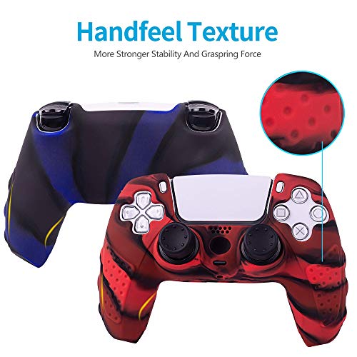 CHIN FAI Funda Protectora para PS5 DualSense Controller, 2 Piezas Funda Protectora de Silicona Antideslizante para Controlador PS5 Grip con 6 Tapas de Agarre para el Pulgar