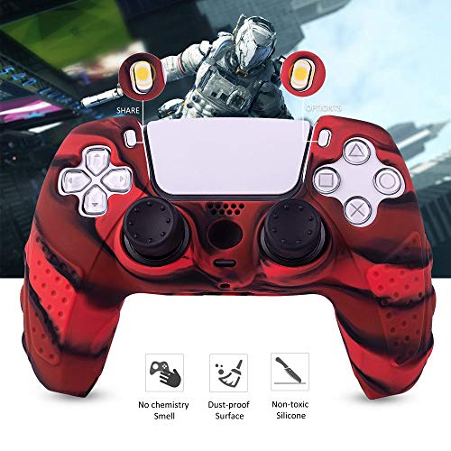 CHIN FAI Funda Protectora para PS5 DualSense Controller, 2 Piezas Funda Protectora de Silicona Antideslizante para Controlador PS5 Grip con 6 Tapas de Agarre para el Pulgar