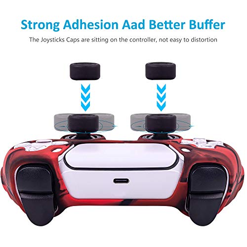CHIN FAI Funda Protectora para PS5 DualSense Controller, 2 Piezas Funda Protectora de Silicona Antideslizante para Controlador PS5 Grip con 6 Tapas de Agarre para el Pulgar