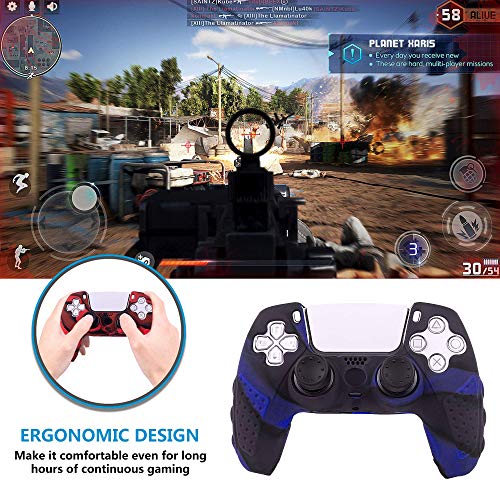 CHIN FAI Funda Protectora para PS5 DualSense Controller, 2 Piezas Funda Protectora de Silicona Antideslizante para Controlador PS5 Grip con 6 Tapas de Agarre para el Pulgar